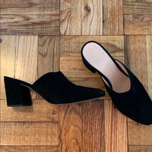 Black Suede Heeled slide from J. Crew